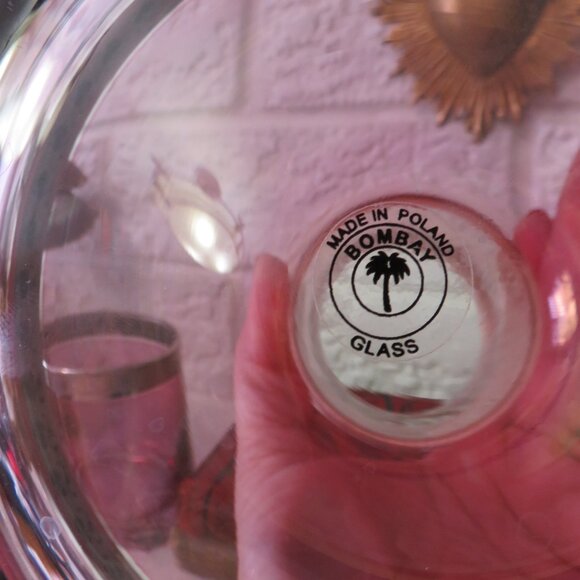 Vtg Bombay Lavender Glass Tumble Up Carafe wGlass Silver Trim Heavy Bases Poland - Picture 6 of 9